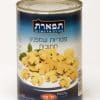תמונה של קופסה פח עם פטריות שמפיניון חתוכות. על הקופסה כתוב "תפארת" עם כיתוב נוסף בעברית בנושא המוצר.