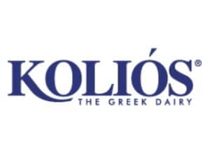 לוגו של קונדיטוריית קוליאוס, עם הטקסט "KOLIOS THE GREEK DAIRY".