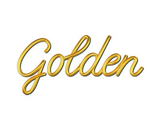 טקסט בצבע זהב בגופן מעוגל: "Golden".